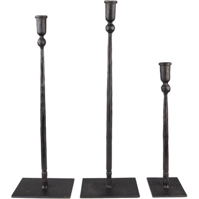 Svícen (sada 3 ks) Černý 16x10x52 / 16x10x49 / 10x9x35 cm – 16x10x52 / 16x10x49 / 10x9x35 cm
