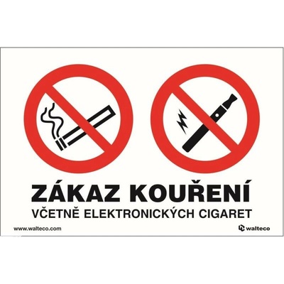 Zákaz kouření včetně elektr.cigaret, Samolepka, formát 150x100 mm, Samolepicí
