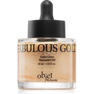 KUNDAL Objet Satin Glow Shimmer Oil блестящо масло с хидратиращ ефект цвят Fabulous Gold 45ml