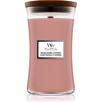 WoodWick Pressed Blooms & Patchouli ароматна свещ с дървен фитил 609.5 гр