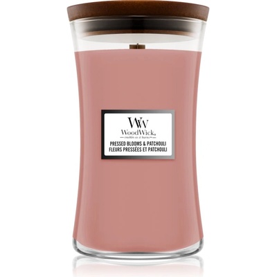 WoodWick Pressed Blooms & Patchouli ароматна свещ с дървен фитил 609.5 гр