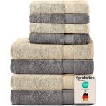 Komfortec set of 8 towels, 4 bath towels 70x140 cm & 4 hand towels 50x100 cm, 100% cotton terry cloth, fluffy and absorbent, anthracite/beige - 4er-50x100-und-4er-70x140-anth-beige (4er-50x100-und-4er-70x140-an