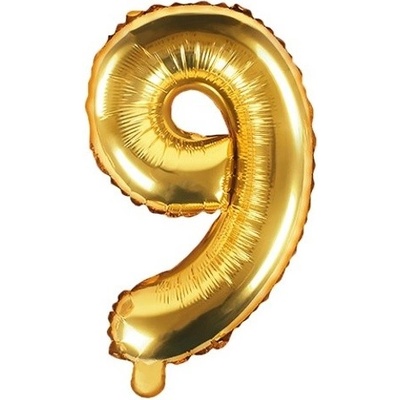 PartyDeco BALÓNIK fóliový 9 zlatý 35cm