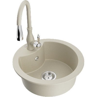 Mexen Diego гранитна мивка с 1 камера и кухненски смесител Savita, бежов - 6512-69-672601-69 (6512-69-672601-69)