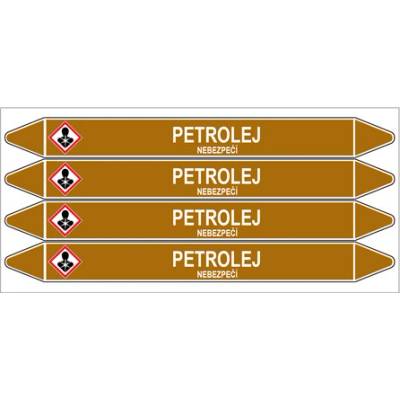 Značení potrubí, petrolej,4 ks, 250 × 26 mm PZ 008160