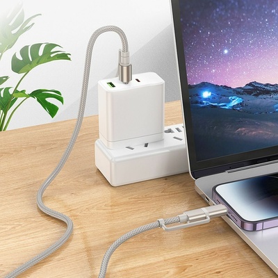 Hoco U138 All-In-One Type C Lightning to Type C cigaretový zapalovač Pd 3A 60W 1,2m černý