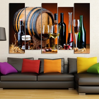 Vivid Home Декоративни панели Vivid Home от 5 части, Вино, PVC, 160x100 см, 3-та Форма №0906
