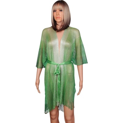 Мрежеста туника за плаж в зелени тонове