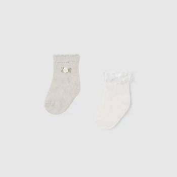 Mayoral Два чифта едноцветни чорапи за бебе момиче Mayoral шампанско и бяло