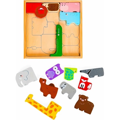 Derrson skladacie náučné puzzle s maľovanými zvieratkami