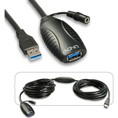 Lindy 43156 USB 3.2 Gen1 (USB 3.0 / USB 3.1 Gen1) USB-A zástrčka USB-A zásuvka 10m černý