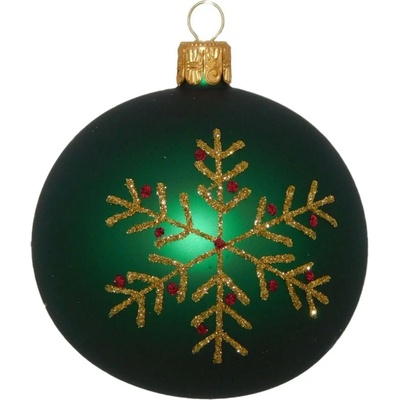 ORNEX Guľa sklenená zelená vločka 80 mm