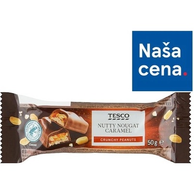 Tesco Tyčinka s arašidmi, karamelom a nugátom v mliečnej čokoláde 50 g