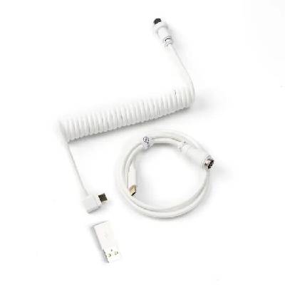 Кабел за клавиатура Keychron Coiled Aviator Cable Angled USB-C - White (Cab-9)