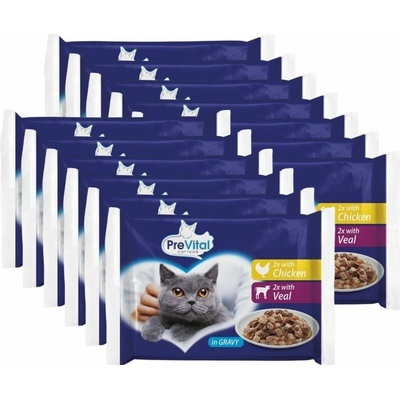 PreVital Cat kuře telecí v omáčce 52 x 100 g
