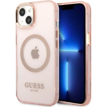 GUESS Кейс Guess GUHMP13MHTCMP за iPhone 13 6.1"", розов / розов, твърд, Gold Outline Translucent MagSafe (KXG0057178)