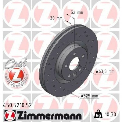 Brzdový kotúč (cena za 1ks) ZIMMERMANN 450.5210.52