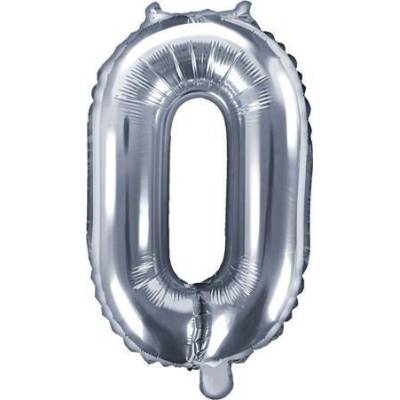 PARTYDECO Balón fóliový číslica STRIEBORNÁ 35 cm 0 NEMOŽNO PLNIŤ HELIOM