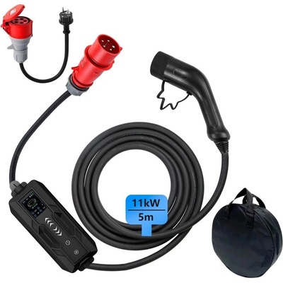 Immax NSE001 Nabíjecí stanice pro elektromobily 11kW 3fázová max. 16A IEC 62196 Typ 2 CEE na Schuko 1 fáze 5m kabel černá NSE001 | Zboží Auto