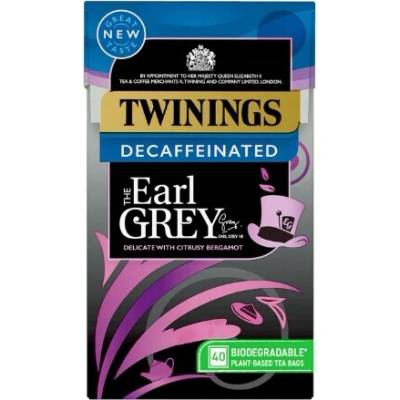 Twinings Čierny čaj Earl Grey BEZKofeínový expresný 100 g 40 vrecúšok