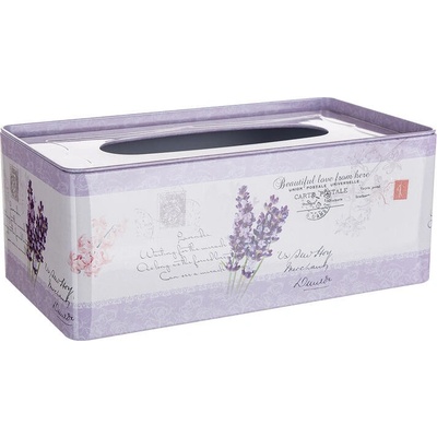 Home Decor Krabička na papierové vreckovky plechová Lavender 24 x 13 x 9,5 cm