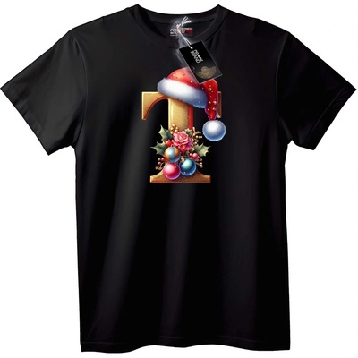 NOONEBRAND Тениска Коледна буква I - XS, Black