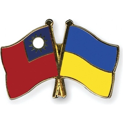 Odznak (pins) 22mm vlajka Taiwan + Ukrajina - farebný