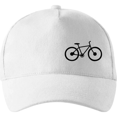 Obrázok kolesa na prsníku horský bicykel so zahnutým šiltom a látkovou sponou Biela