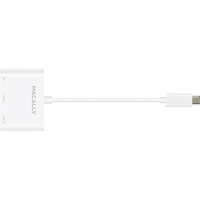 Адаптер Macally UCHDMI4K, от USB-C(м) към HDMI(ж), USB-C(ж), USB-A(ж), бял (UCHDMI4K)