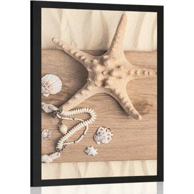 Plakát poklady moře na dřevě - 40x60 silver