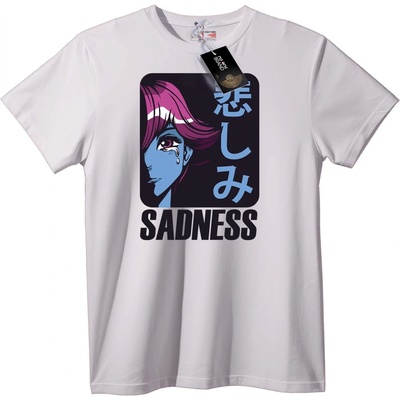 NOONEBRAND Тениска Аниме Тъга - 4XL, White