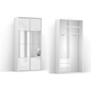 BRW Гардероб FLEX 120 см / 45 см / 240 см с огледало (06/120-45-240/white/white-mirror/flex/brw)