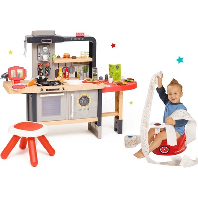 Smoby Set reštaurácia s elektronickou kuchynkou Chef Corner Restaurant a nočník auto so zvukovým volantom ako Darček