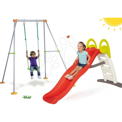 Smoby set skluzavka Toboggan Funny s vodou a houpačka s kovovou konstrukcí 820400-1