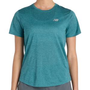 New Balance Дамска тениска New Balance Women's Athletics S/S Running shirt - Big Teal Heather (916-1222-0813)