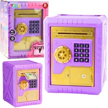LeanToys Bezpečné elektronické prasátko s PIN kódem pro děti fialové