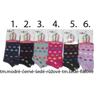 Design Socks Dívčí kotníčkové ponožky srdíčka