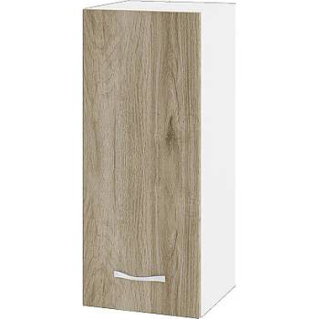 ИРИМ Горен шкаф с врата и рафт Сити БДА-1 бяло гладко / дъб сонома арвен 30 см