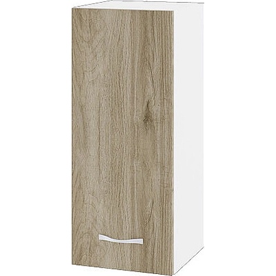 ИРИМ Горен шкаф с врата и рафт Сити БДА-1 бяло гладко / дъб сонома арвен 30 см