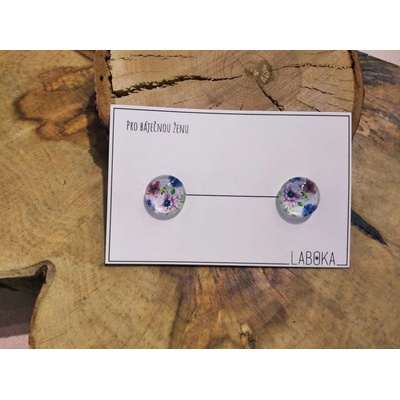 Laboka skleněné náušnice pecky květiny 0001300