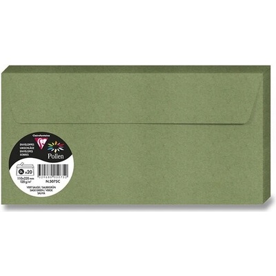 Barevná obálka Clairefontaine DL, samolepicí, 20 ks tm. zelená,