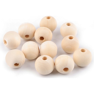 Dřevěné korálky nelakované Ø20 mm, malé, přírodní sv.