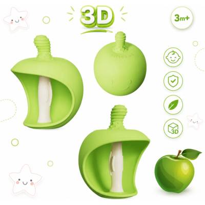 GiliGums Silikónové hryzátko 3D Apple, zelené