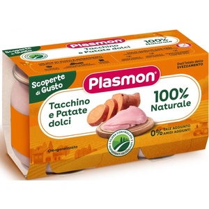 PLASMON Пюре Plasmon - Пуешко и сладки картофи, 2 х 120 g (4258) - baby