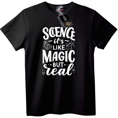 NOONEBRAND Тениска Науката е Магия, Но Реална - 2XL, Black