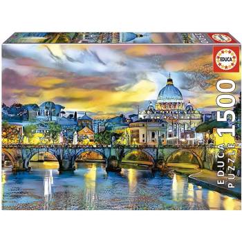 Image 1 of Educa Пъзел Educa от 1500 части - Базиликата Свети Петър и мостът Свети Анджело (EDU19617)