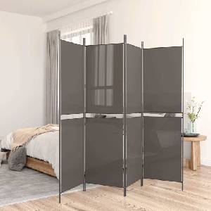 vidaXL Параван за стая, 4 панела, антрацит, 200x220 cм, текстил (350248)