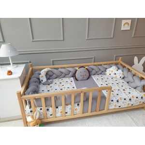 Babyhome Бебешки спален комплект за монтесори легло 90/190 см. Цвят СИВА