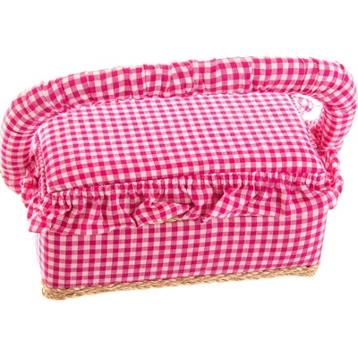 Vlnika Kazeta / košík na šití, čalouněný 21, růžová kostička, 19 x 13 x 10 cm – Zboží Mobilmania