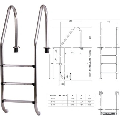 Fluidra Standart V2A - rebrík do bazénu 5 stupně